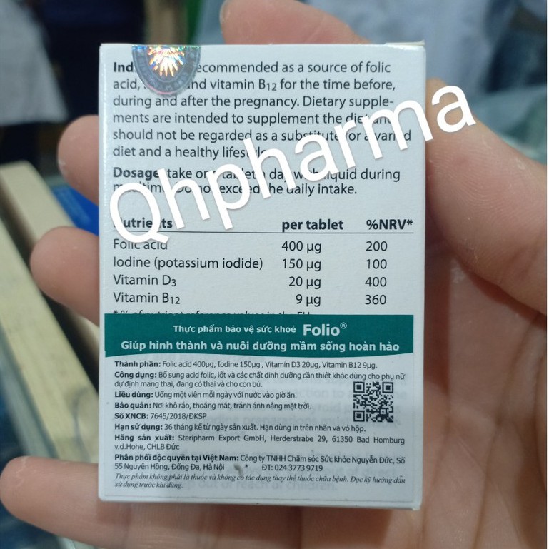 Viên uống FOLIO lọ 30 viên giúp bổ sung acid folic cho mẹ bầu thai kì khỏe mạnh
