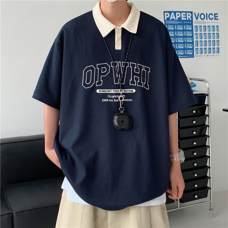 Áo Polo Tay Lỡ Unisex DR Chất Bo Cotton Đẹp,Áo Thun Có Cổ Phong Cách Ullzang