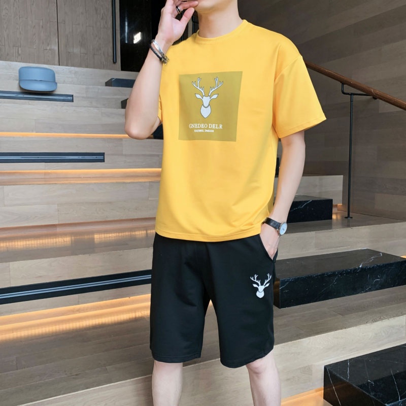Set Áo Thun Ngắn Tay Cổ Tròn Và Quần Short Thời Trang Mùa Hè Cho Nam