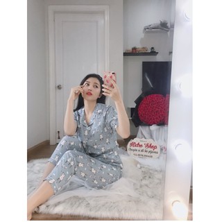 Bộ đồ pijama tay cộc quần dài họa tiết siêu cute hàng loai 1 ảnh thật mã 8