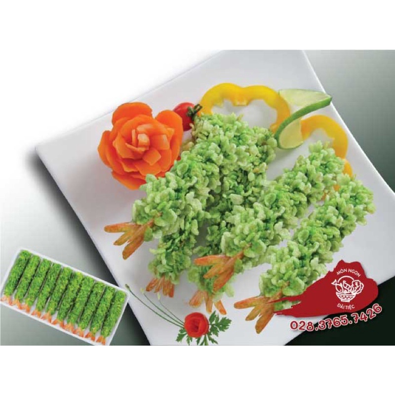Tôm tẩm cốm xanh cốm dẹp