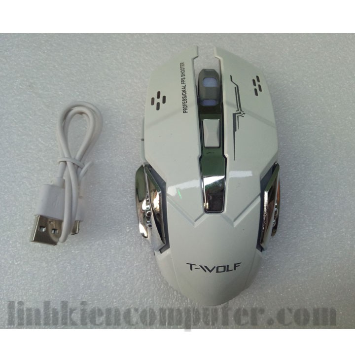 Chuột Mouse Gaming T-WOLD Q13, chuột ko dây pin sạc - hết pin sạc điện dùng tiếp