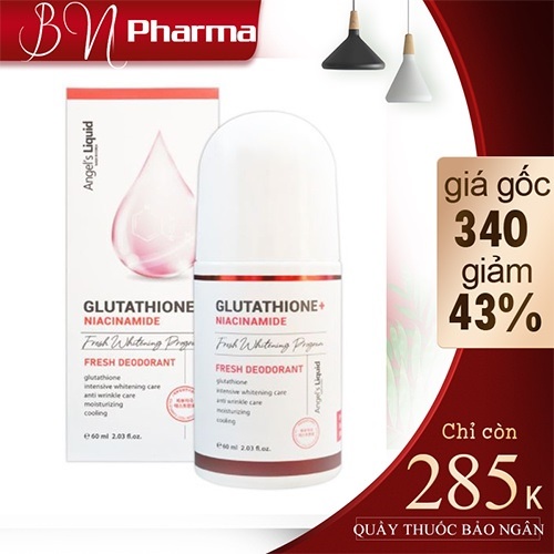 Lăn nách Glutathione 60ml, Lăn Khử Mùi Mờ Thâm, Dưỡng Trắng Da  Glutathione Niacinamide Fresh Deodorant 60ml