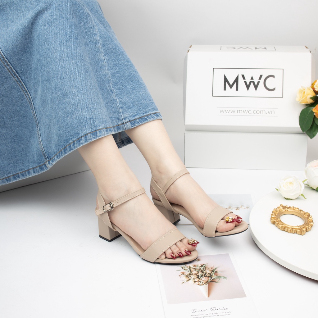 Giày Sandal Cao Gót MWC Đế Vuông 5CM Quai Ngang Basic Thanh Lịch NUCG-3950