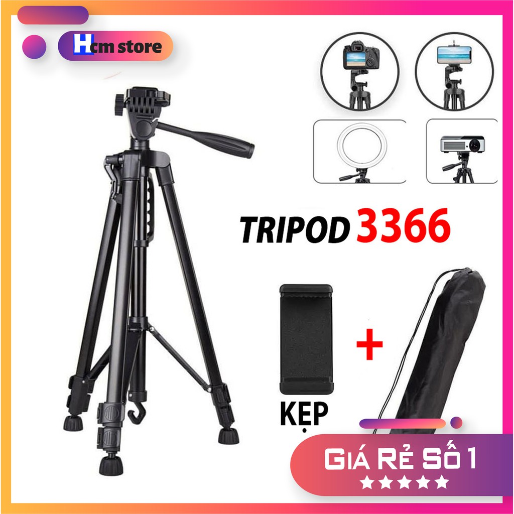 Tripod 3366 Loại Tốt Cho Máy Ảnh, Điện Thoại Vật Liệu Hợp Kim Cao Cấp