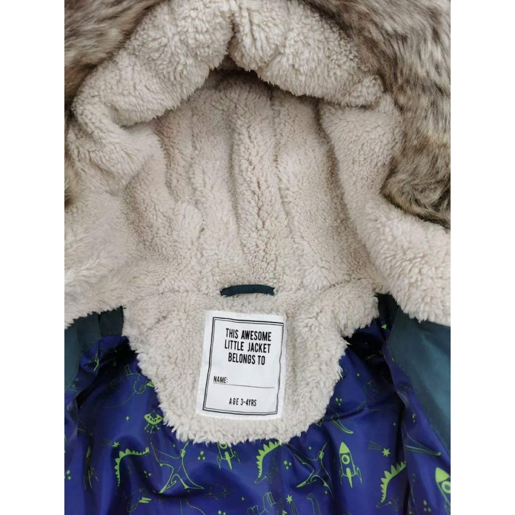 6181 Áo parka bé trai mũ lông mặt ngoài lớp kaki xịn chống nước nhẹ mặt trong lót nỉ dày dặn, áo phao xuất dư,