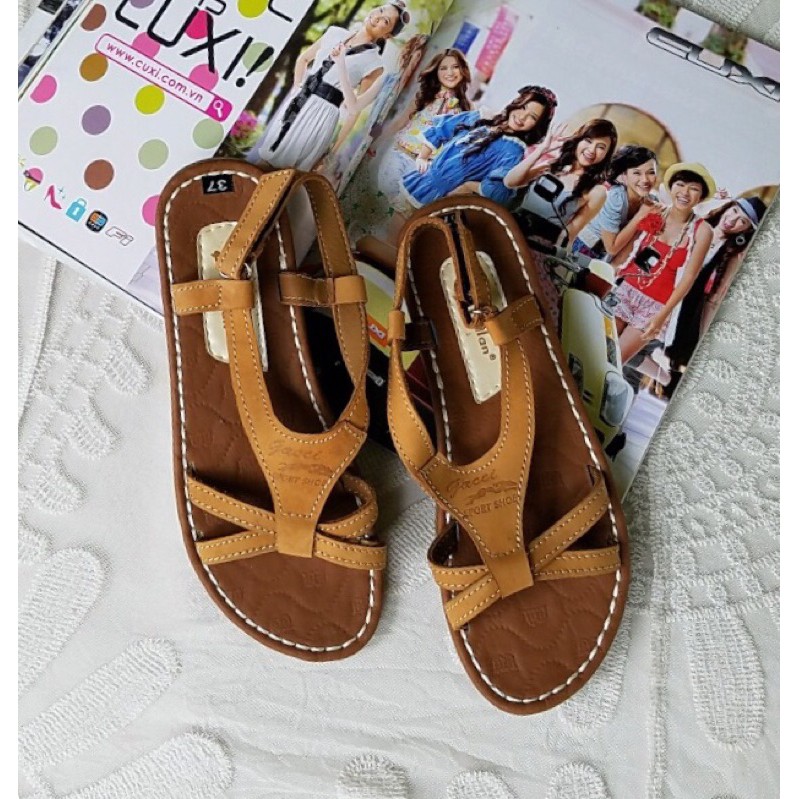 Sandal Nữ/ Giày Xăng-đan Nữ Quai Chéo Giản Đơn Da Bò Đế PU Nhựa Chống Trượt Size 36-39 - Lucky Girl shop