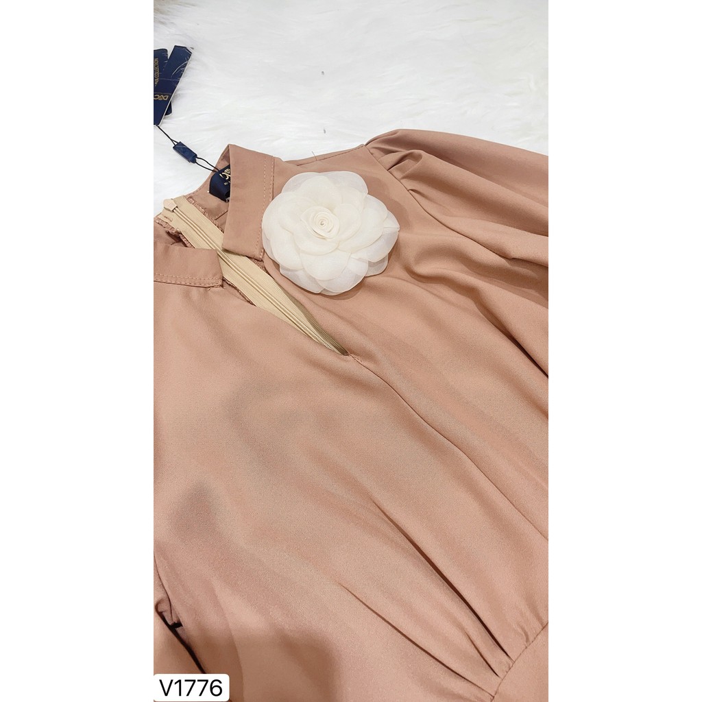 Váy xòe be cổ V thiết kế V1776 - Đẹp Shop DVC - Kèm ảnh thật trải sàn do shop tự chụp