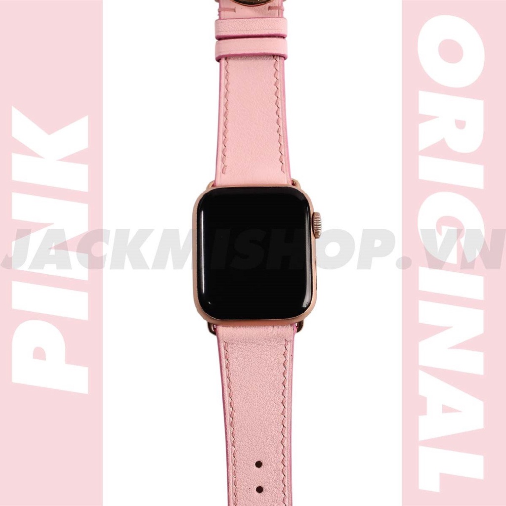 [BẢO HÀNH 1 NĂM] Dây Da BÊ SWIFT Màu Hồng Khoá Patek cho Apple Watch series 1/2/3/4/5/6/7