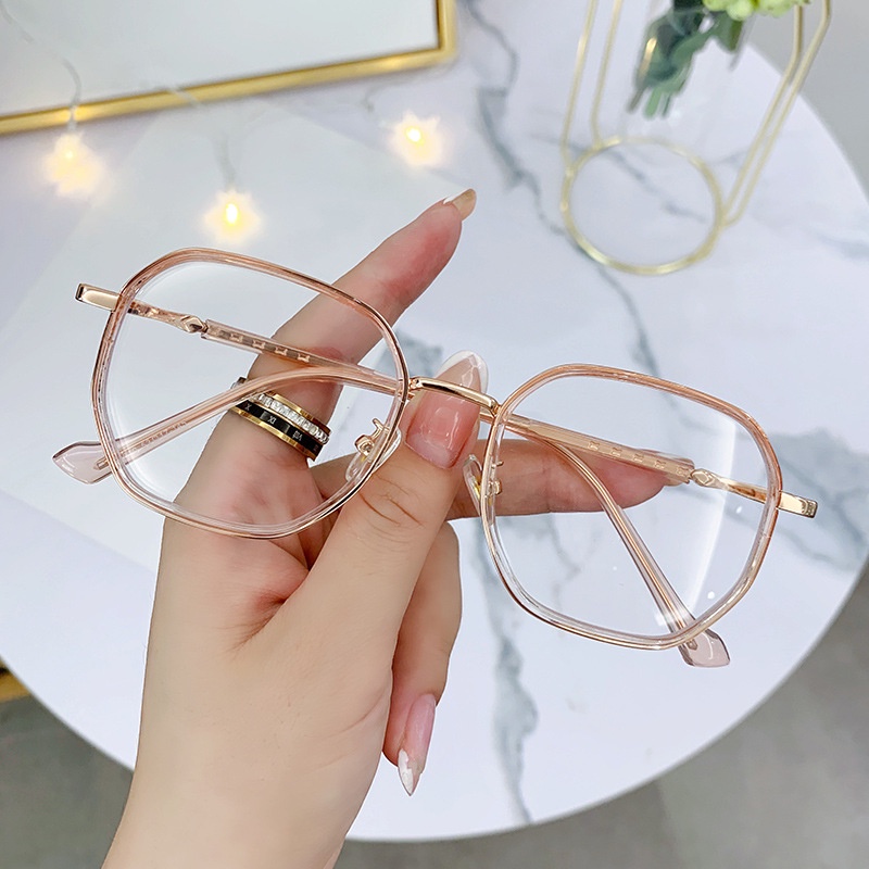Mắt kính gọng đa giác thời trang Hàn Quốc chống bức xạ và ánh sáng xanh/gọng kính cận nữ nam/gọng kính kim loại vuông