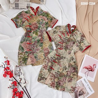 Đầm hoa cổ tàu sang trọng D2661