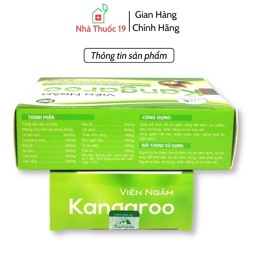 Kẹo Ngậm Ho Kangaroo Hoàn Toàn Từ Thảo Dược Thiên Nhiên - Làm Dịu Cơn Ho, Giảm Đau Rát Họng Và Khản Tiếng (Hộp 24 Viên)
