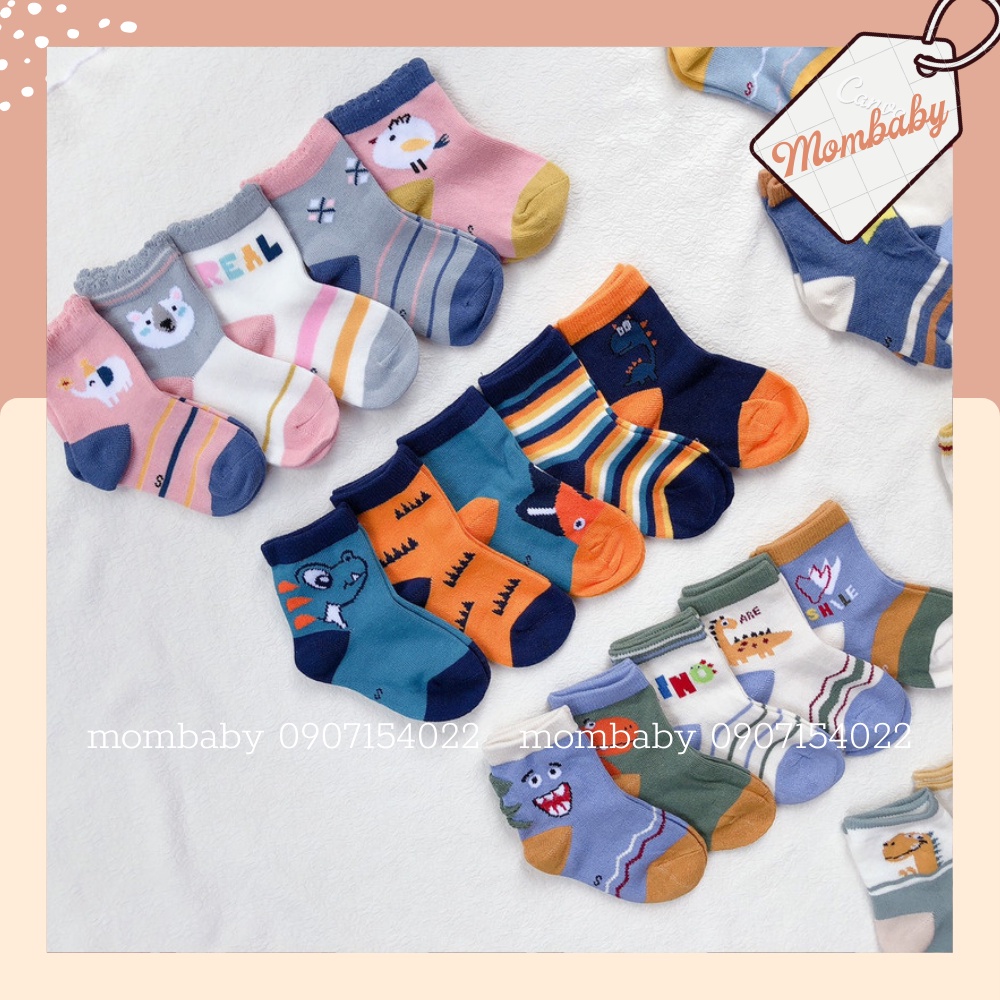 Tất Cổ Cao Thun Cotton Dày Dặn Co Dãn Họa Tiết Dễ Thương Cho Bé Trai, Bé Gái