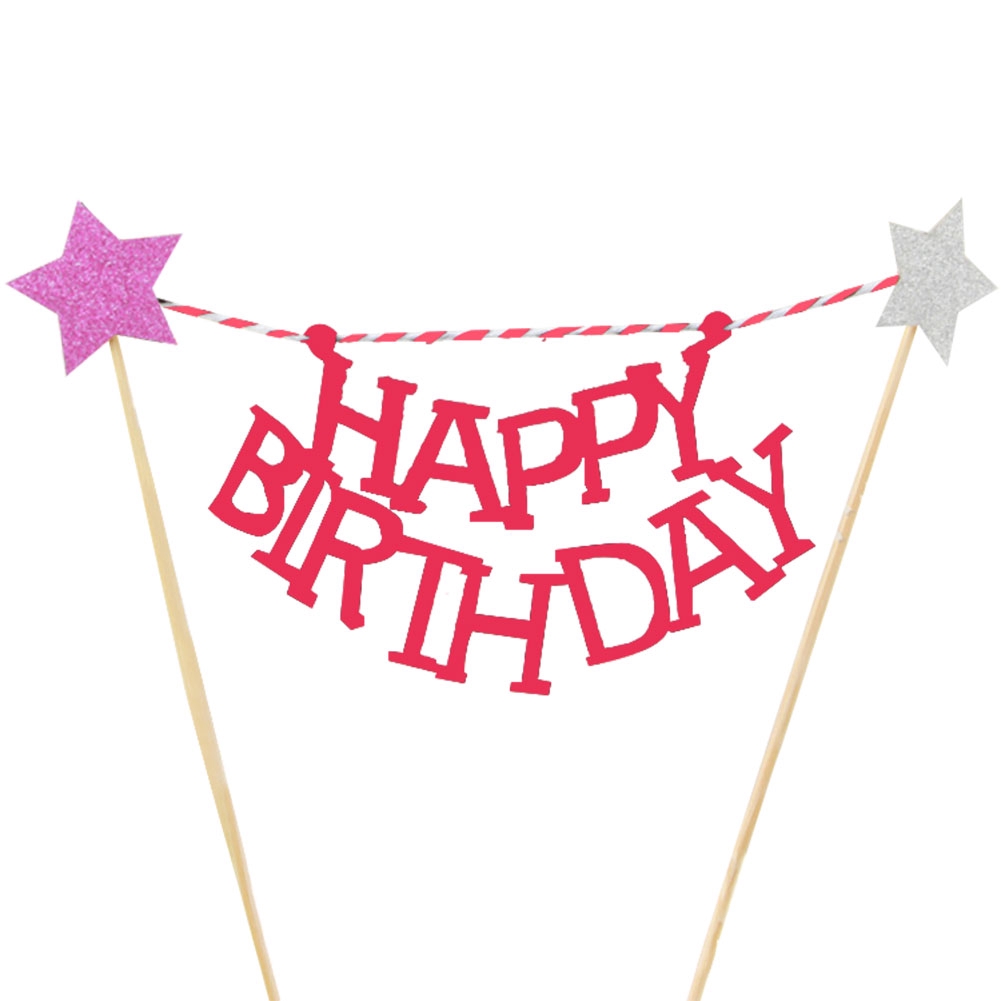 Đồ trang trí bánh sinh nhật hình chữ Happy Birthday phù hợp cho bữa tiệc