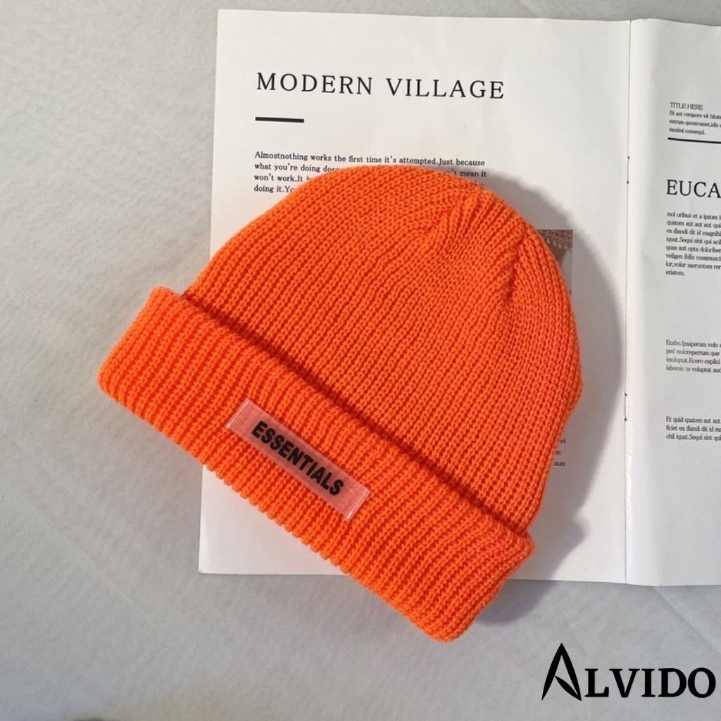 Mũ Len ALVIDO  Mũ Len Nam thời trang unisex cao cấp dập mác cao su ESSENTIALS phong cách hip hop - cá tính