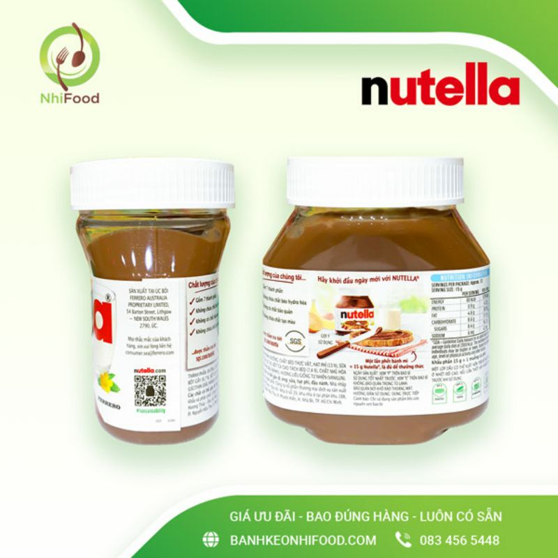 Bơ Hạt Phỉ Phết CaCao Nutella, Hủ 200g