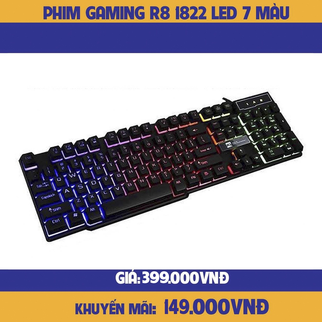 Bàn Phím Giả Cơ Chuyên Game R8 1822 LED 7 Màu - Đen - Hàng Nhập Khẩu