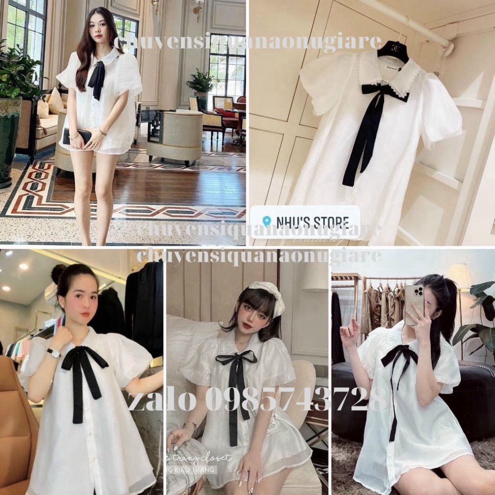 Áo sơ mi babydoll ren tơ form thụng dáng xòe áo sơ mi kiểu nữ PN000111 chuyensiquanaonugiare