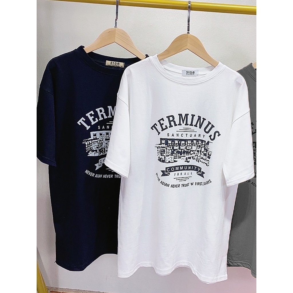 Áo thun tay lỡ form rộng 3158 unisex, áo phông nam nữ cotton oversize Lehatailor - T shirt Terminus