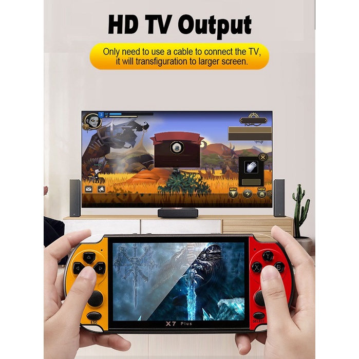 Máy chơi game cầm tay X7 màn hình FULL HD 4.1 Inch 900 game, kiêm nghe nhạc, chụp ảnh - Tặng Tai Nghe