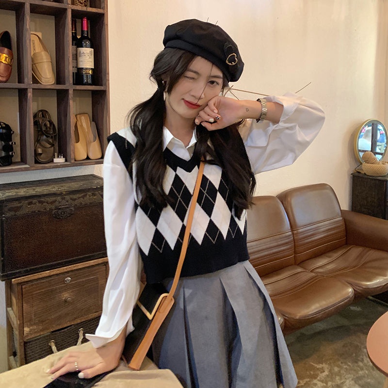 Áo len Pure Cube không tay cổ chữ V phong cách retro độc đáo