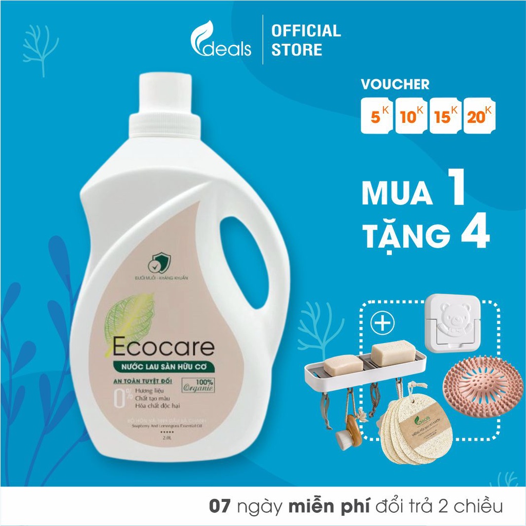Nước Lau Sàn Bồ Hòn Hữu Cơ Ecocare 2 lít - Diệt khuẩn, Đuổi muỗi, Chống trơn trượt