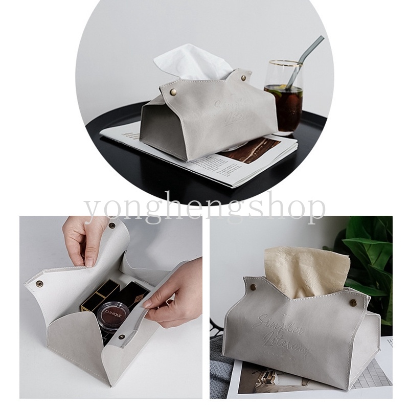 Hộp Đựng Khăn Giấy Bằng Da Phong Cách Bắc Âu Độc Đáo Trang Trí Nhà Cửa / Xe Hơi