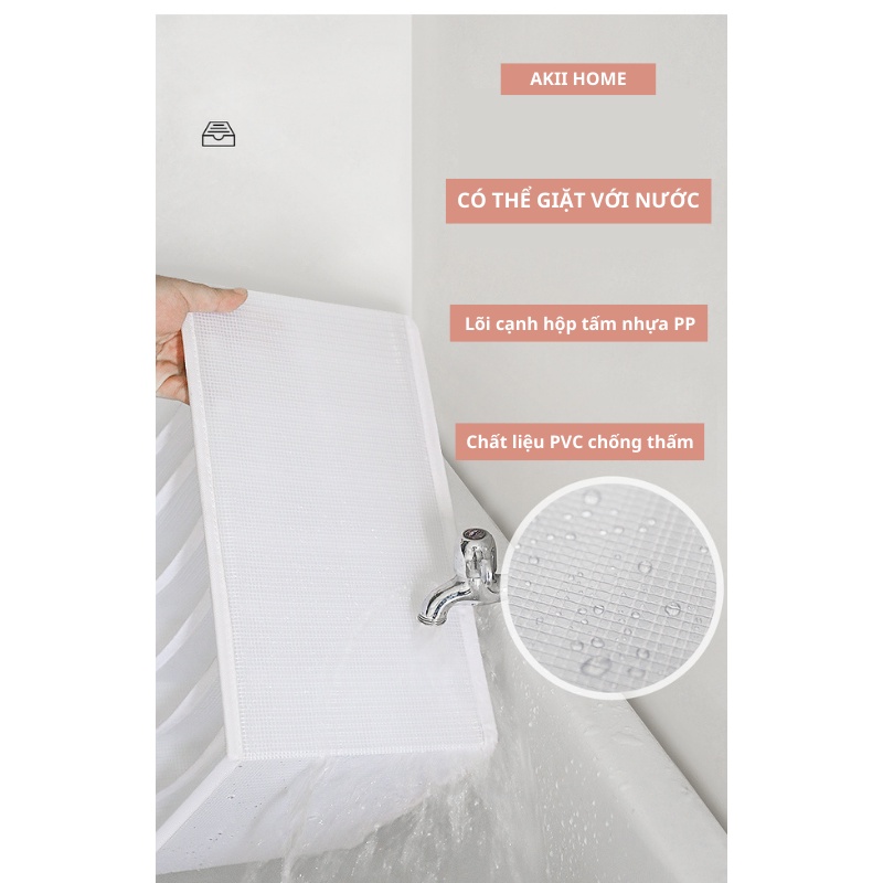 Hộp đựng quần áo chia ngăn, chất liệu PVC trong suốt, có thể gấp gọn, giặt được Akii Home TD35