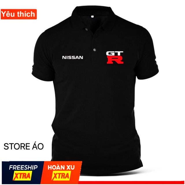 Áo thun xe hơi  polo tay ngắn in logo xe nissan