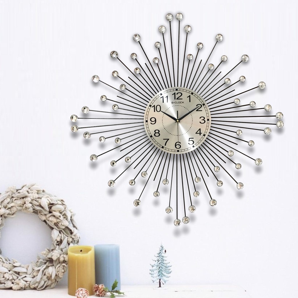 Đồng hồ treo tường GCLOCK loại to KT 75X75 (cm) cao cấp làm từ kim loại sơn tĩnh điện chạy máy kim trôi chuẩn (1918)