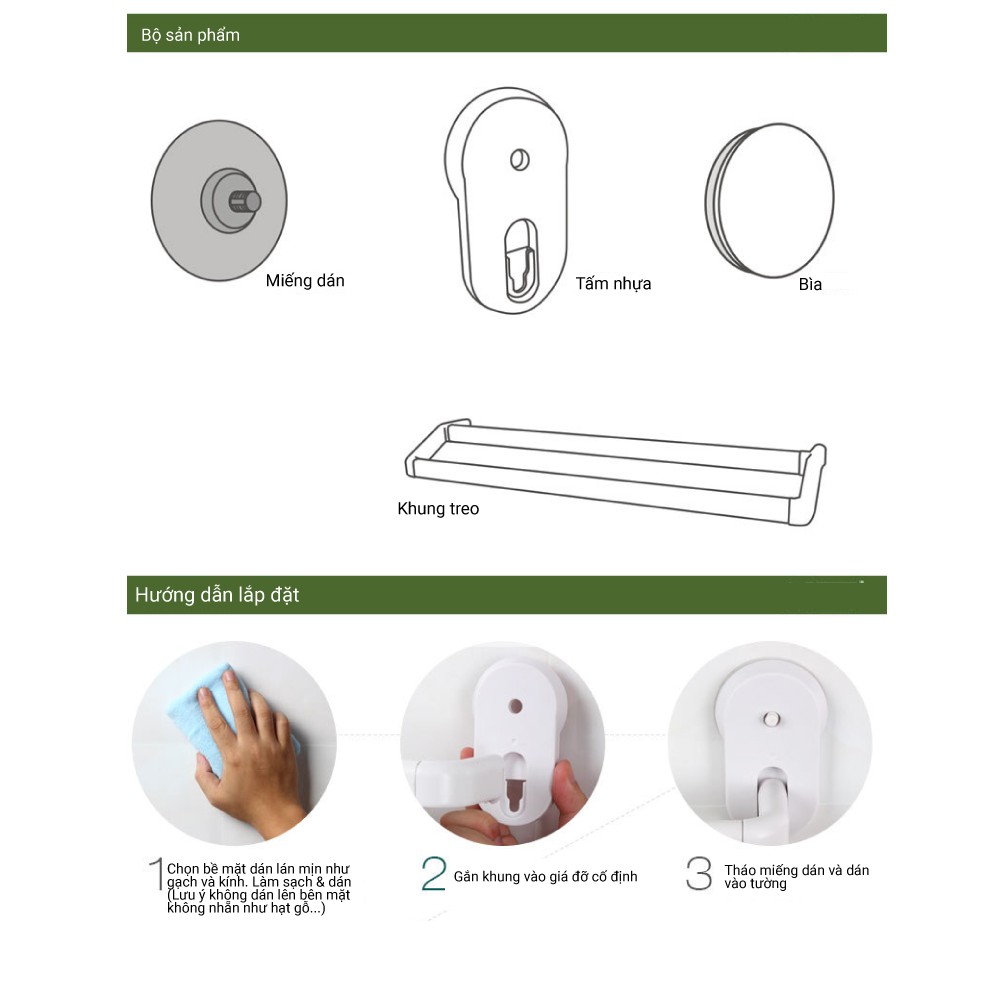 Kệ Nhà Tắm Treo Khăn Không Cần Khoan Tường