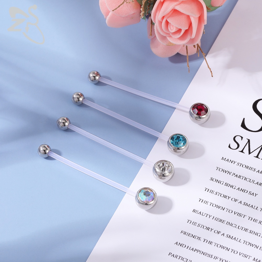 Khuyên rốn đính đá xinh xắn 14g cỡ 10 / 24 / 32 / 38mm tùy chọn