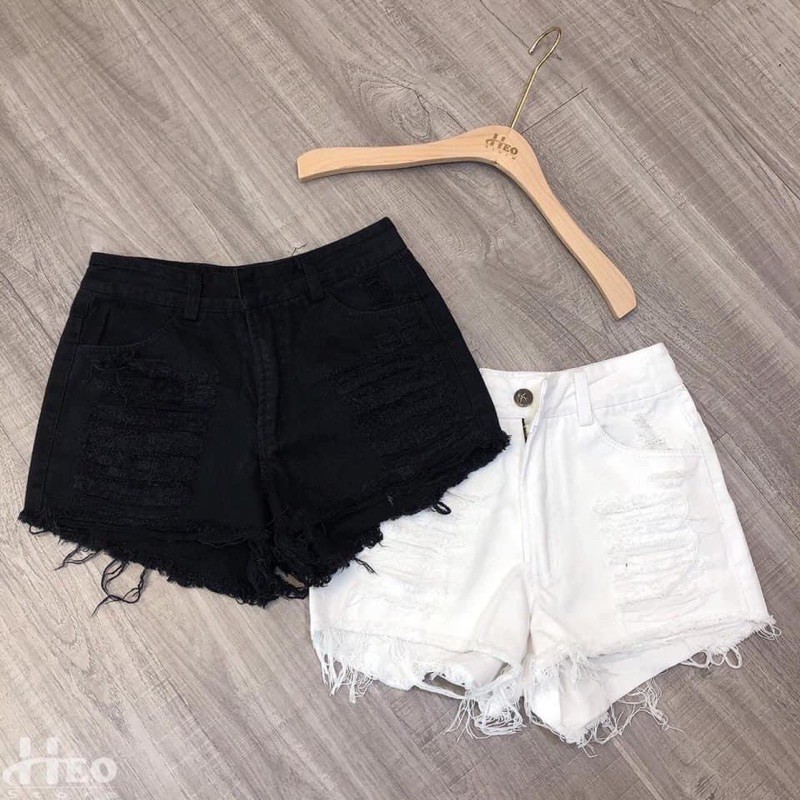 [Mã FAMAYWA giảm 10K đơn 50K] QUẦN SÓC NỮ RÁCH ĐEN TRẮNG | BigBuy360 - bigbuy360.vn