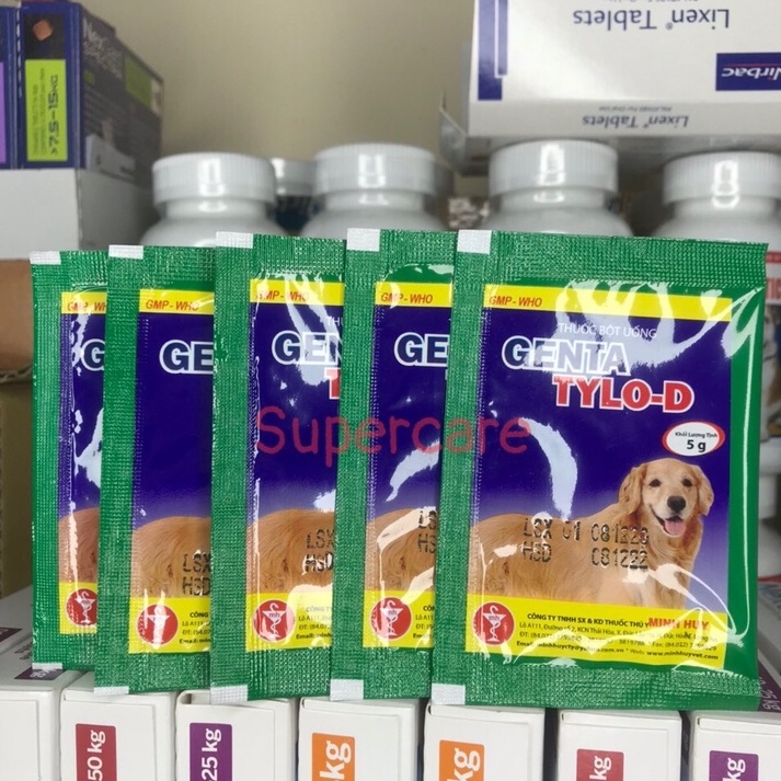 ( Combo 5 gói ) GENTA TYLO D 5gr - Viêm Phổi , Viêm Ruột , Bỏ Ăn ở Chó Mèo