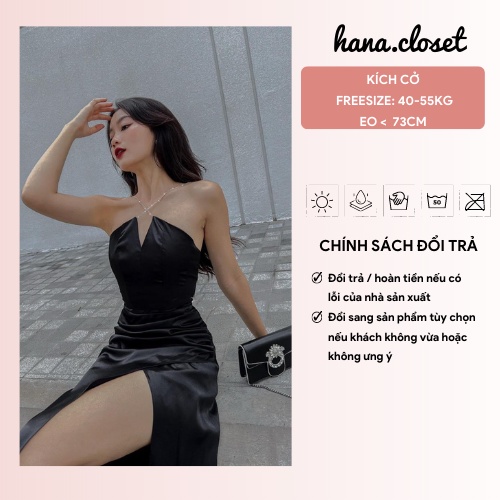 Đầm đi tiệc cổ yếm váy nữ ôm body xẻ đùi dáng dài đi dự đám cưới hẹn hò sang chảnh