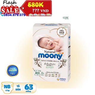 Tã dán moony natural bông organic newborn 63 - gói 63 miếng