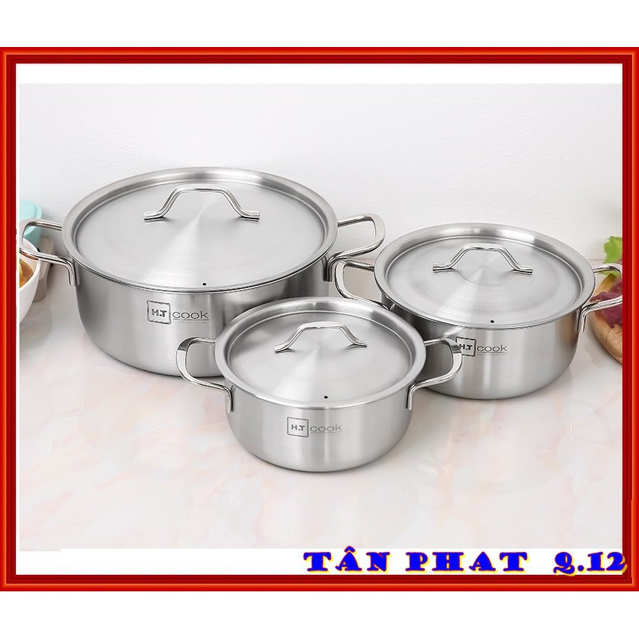 BỘ 3 NỒI HT COOK, inox 430 DÀY DẶN, BAO ĐẸP bảo hành 5 năm