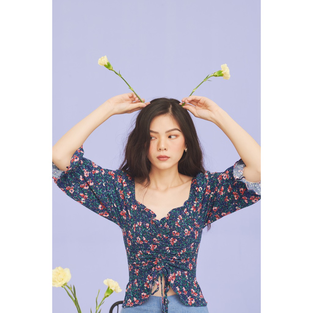 Happy Zoo - Áo tay lửng rút dây hoa ( 2 màu ) | BigBuy360 - bigbuy360.vn