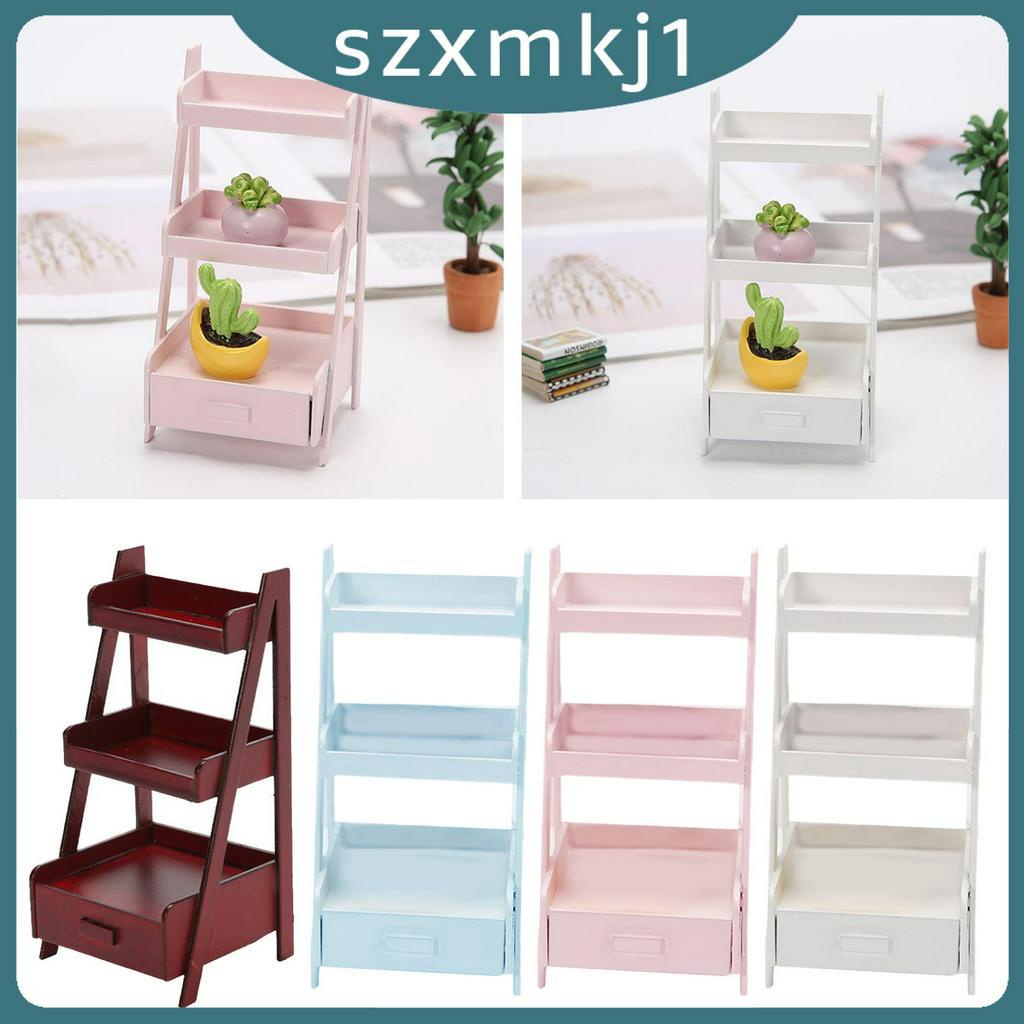 Kệ Gỗ 3 Tầng Mini Trưng Bày Chậu Hoa Trang Trí Phong Cảnh Phòng Búp Bê 1 / 12