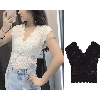 Có sẵn áo ren cổ v zara xuất dư