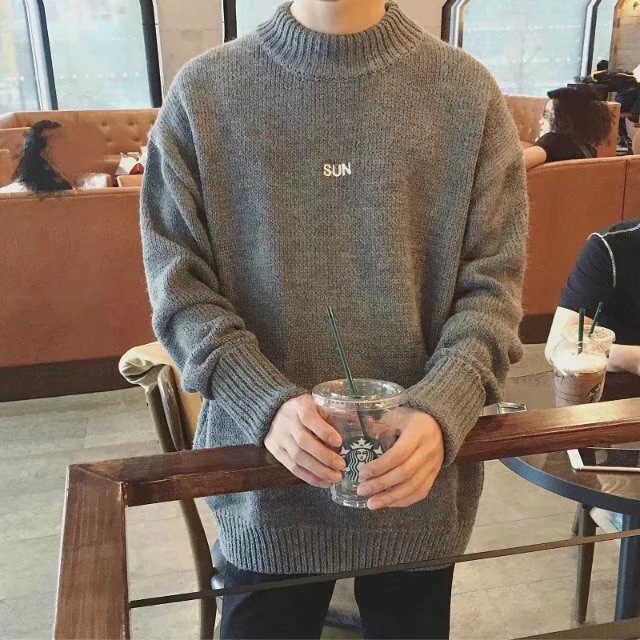 Áo Sweater Dệt Kim Dày Dáng Rộng Cổ Lọ Kiểu Hàn Quốc Thời Trang Mùa Đông Cho Nam | BigBuy360 - bigbuy360.vn