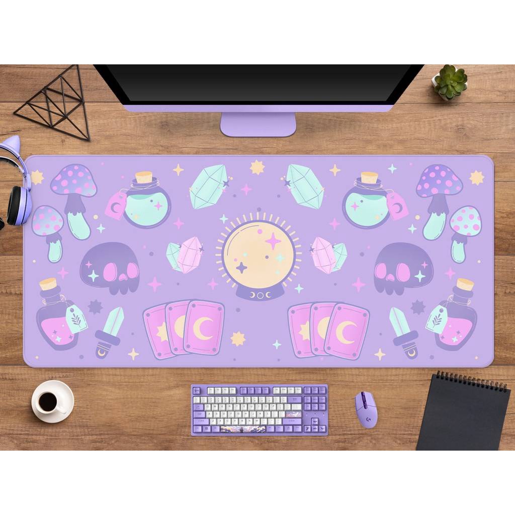 Tấm Lót Chuột Bàn Phím Màu Tím Hình Phù Thủy Spooky lilac Dễ Thương