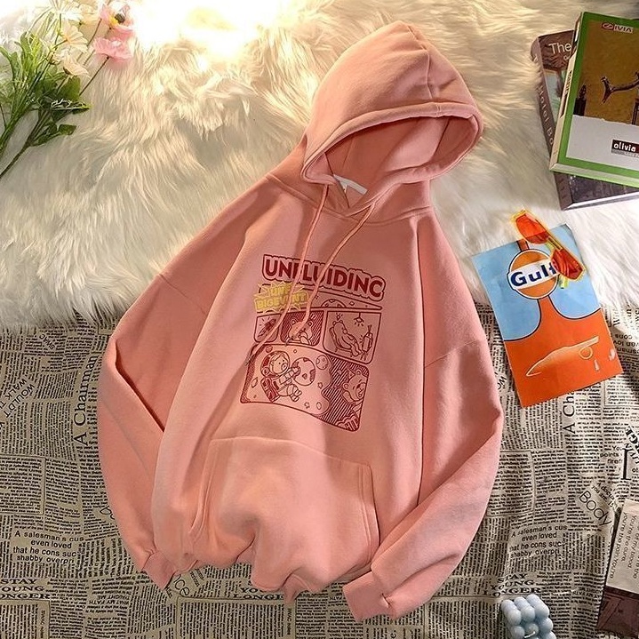 Áo khoác hoodie dáng rộng thiết kế trẻ trung cho các cặp đôi