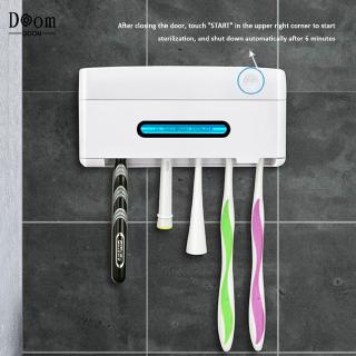 5 in 1 UV Light Ultraviolet Toothbrush Sterilizer Holder Automatic Toothpaste Squeezer Dispenser Home Bathroom Set