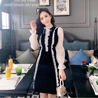 Váy nhung viền bèo