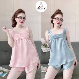 Bộ Ngủ 2 Dây💋 Đồ Ngủ Sexy Lụa 💋 Set Áo, Quần Ngủ Ngắn Mặc Nhà Thoải Mái, 8 Màu - DN14