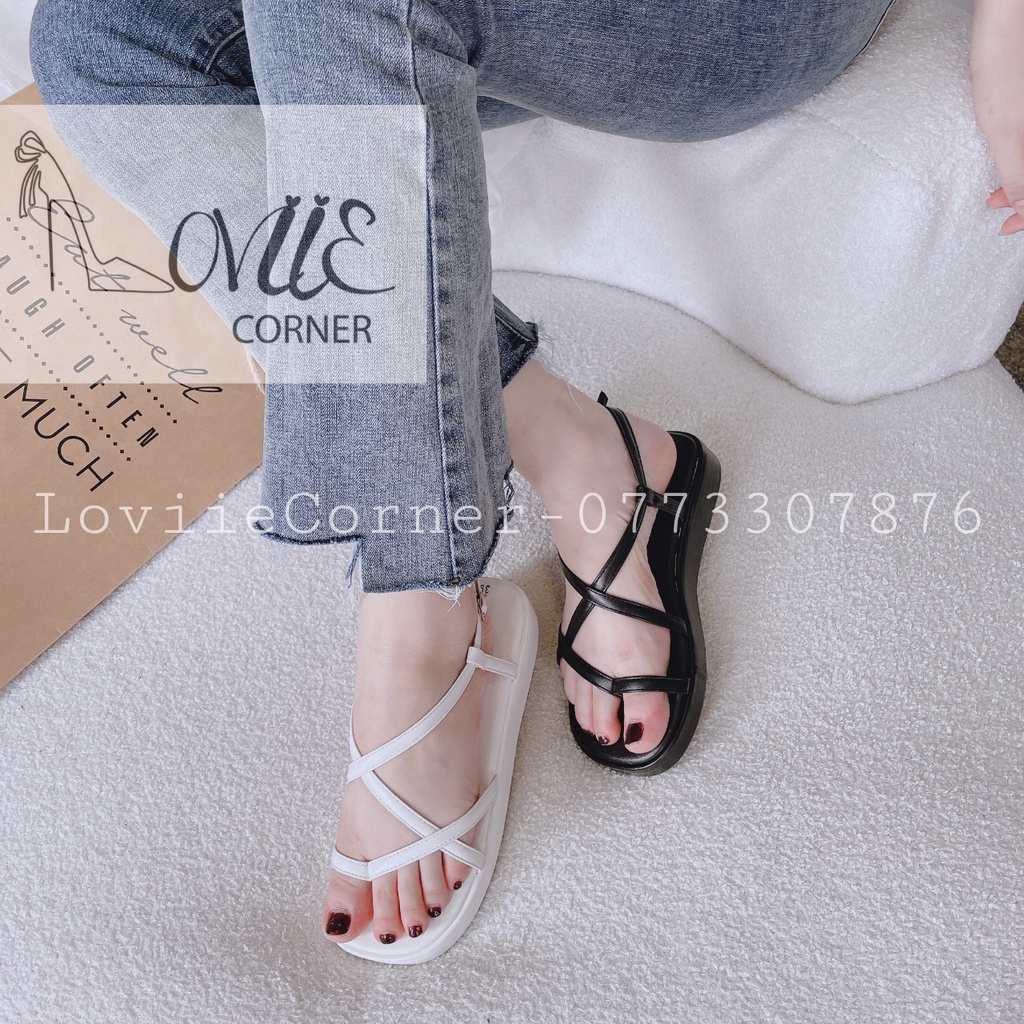 GIÀY SANDAL NỮ LOVIIECORNER - SANDAL BÁNH MÌ DÂY CHÉO CHIẾN BINH ĐẾ XUỒNG THẤP S220519