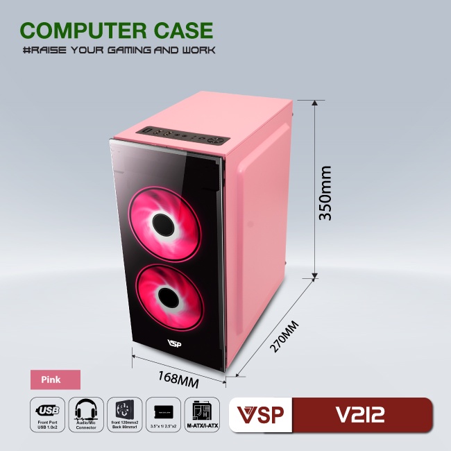 Case văn phòng - gaming VSP V212 (4 màu sắc)