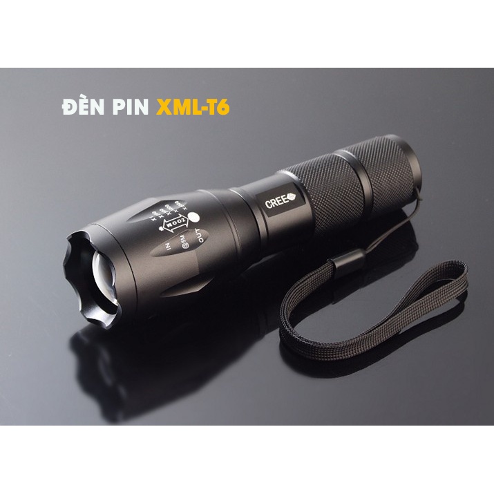 [T6] Đèn Pin Siêu Sáng UltraFire Led Cree XML T6 Cao Cấp Hợp Kim Chống Nước Pin Có Thể Sạc Lại Full box(hàng Tốt)