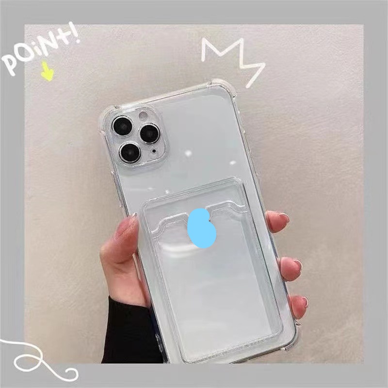 Ốp Điện Thoại Trong Suốt Siêu Nhẹ Chống Sốc Có Ngăn Đựng Thẻ Cho iPhone 14 / 13 / 12 / 11 / X / 8 / 7P
